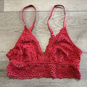 Aerie Red Lace Bralette Size Small